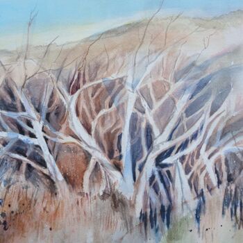 Painting titled "Cévennes" by Eve Elikoff, Original Artwork, Watercolor