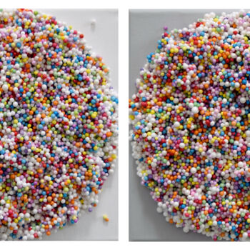 Sculpture titled "Colorful Mini Dots…" by Astrid Stoeppel, Original Artwork, Plastic Mounted on Wood Stretcher frame