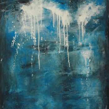 Painting titled ""Blue Vastness"" by Rumen Spasov, Original Artwork, Acrylic Mounted on Wood Stretcher frame