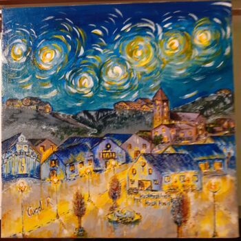 Painting titled "Étoiles" by Angel Rey, Original Artwork, Acrylic Mounted on Wood Stretcher frame