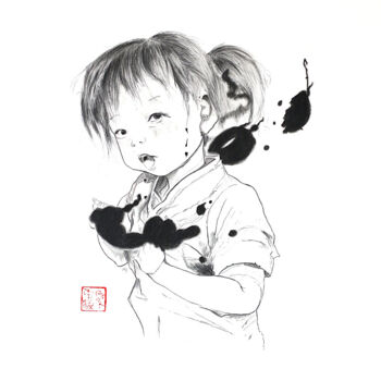 제목이 "Dziewczynka z kleks…"인 그림 Marcin Filip Banasik로, 원작, 흑연