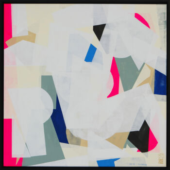 Painting titled "Fractured White & N…" by Ronald Hunter, Original Artwork, Acrylic Mounted on Wood Stretcher frame