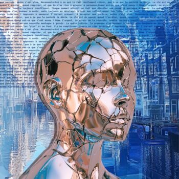 Digital Arts titled "L’Auto-Saboteur but…" by Cocoa Doll, Original Artwork, Digital Collage Mounted on Wood Stretcher frame