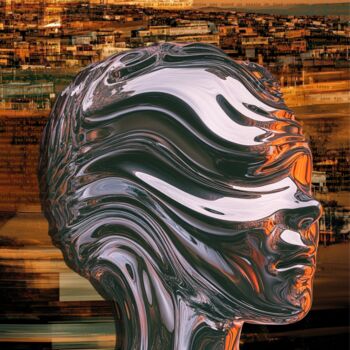 Digital Arts titled "Le Bruit Intérieur…" by Cocoa Doll, Original Artwork, Digital Collage Mounted on Wood Stretcher frame