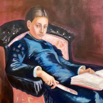 Malarstwo zatytułowany „Portrait of Vera Re…” autorstwa Hanna Kochet, Oryginalna praca, Olej Zamontowany na Karton