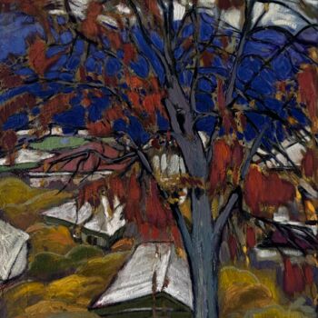 Painting titled "''Landscape''-" by Raffi Ghazaryan, Original Artwork, Oil Mounted on Wood Stretcher frame
