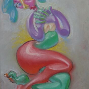 Femme nue assise les mains sur la poitrine