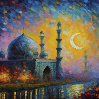Digital Arts με τίτλο "Moslem Mosque Cresc…" από Mankdhani, Αυθεντικά έργα τέχνης, Ψηφιακή ζωγραφική
