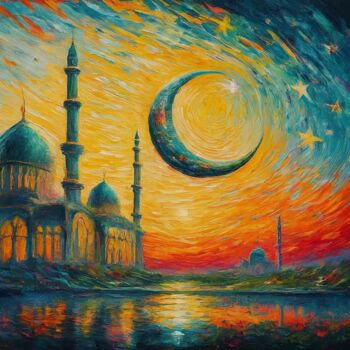 Digital Arts titled "Moslem Mosque Cresc…" by Mankdhani, Original Artwork, AI generated image
