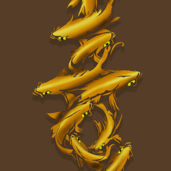 Arts numériques intitulée "Golden koi fish pai…" par Mandeep Pannu, Œuvre d'art originale, Peinture numérique