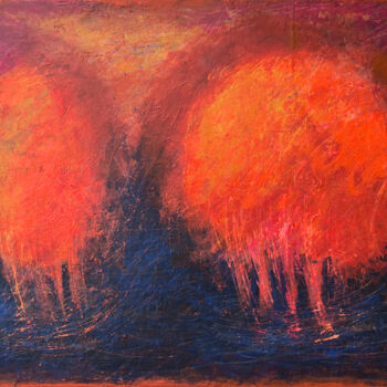 Painting titled "Embers of Memory –…" by So Zo, Original Artwork, Acrylic Mounted on Wood Stretcher frame