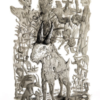 图画 标题为“Tragicomique” 由Bruno Sentier (Assemblages), 原创艺术品, 墨