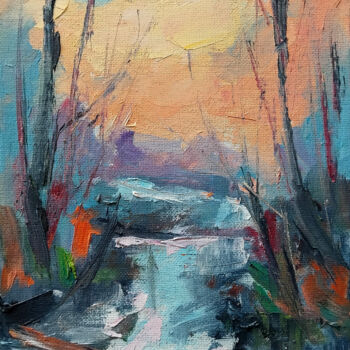 Painting titled "Early Spring, Late…" by Dr. Barmely, Original Artwork, Oil Mounted on Cardboard