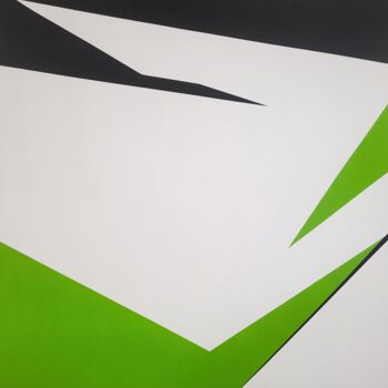 Painting titled "Green Shift Minimal…" by Veronika Obushikhina, Original Artwork, Acrylic