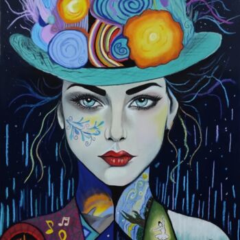 Dessin intitulée "Magicienne" par Isabelle Riffaud, Œuvre d'art originale, Pastel