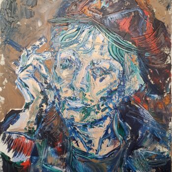 Painting titled "Portrait of an actr…" by Allen Light, Original Artwork, Oil Mounted on Wood Stretcher frame