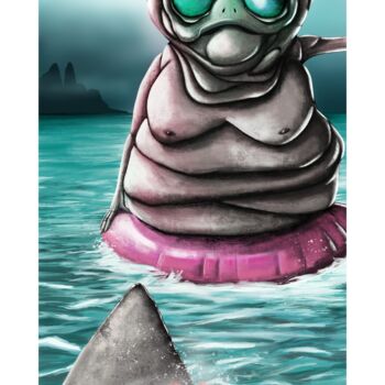 数字艺术 标题为“Shark Attack” 由Sébastien Gaonach, 原创艺术品, 数字油画