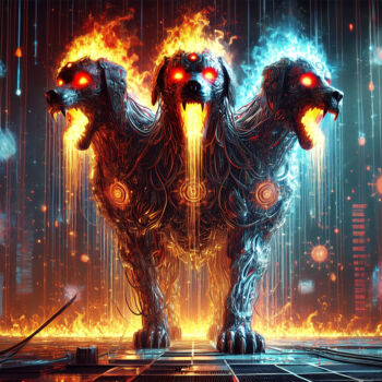 Digital Arts titled "Cerbero Firewalled…" by Alberto Capitani, Original Artwork, AI generated image