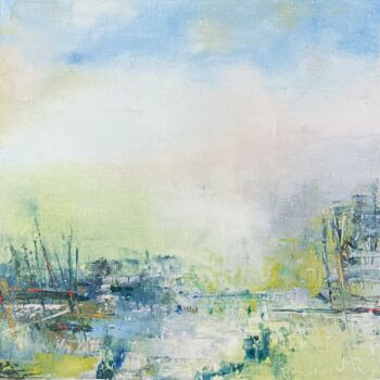 Painting titled "Matin de printemps" by Jean-Michel Roger, Original Artwork, Oil Mounted on Wood Stretcher frame