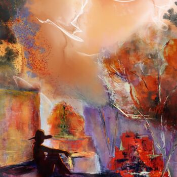 Digital Arts titled "Rêverie" by Françoise Dugourd-Caput, Original Artwork, Digital Painting Mounted on Cardboard