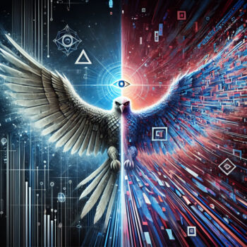 Digital Arts titled "Horus Binario – Bal…" by Alberto Capitani, Original Artwork, AI generated image