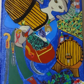 Painting titled "Millésime «la saiso…" by Magaly Milkowski, Original Artwork, Acrylic Mounted on Wood Stretcher frame