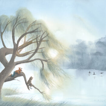 Painting titled "Le secret du Saule" by Marjoline Fleur, Original Artwork, Watercolor