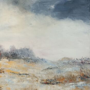 Painting titled "Jour d'hiver" by Jean-Michel Roger, Original Artwork, Oil Mounted on Wood Stretcher frame