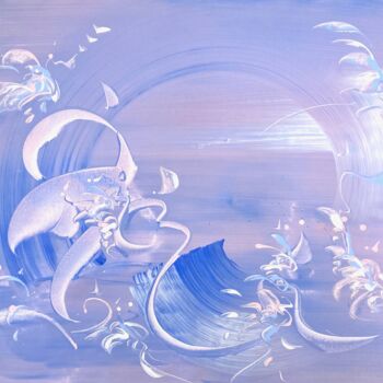 Painting titled "FAIRIES' NIGHT" by Delphine Bernard, Original Artwork, Acrylic Mounted on Wood Stretcher frame