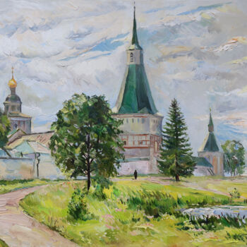 Painting titled "У Иверского монасты…" by Dmitry Veltishchev, Original Artwork, Oil