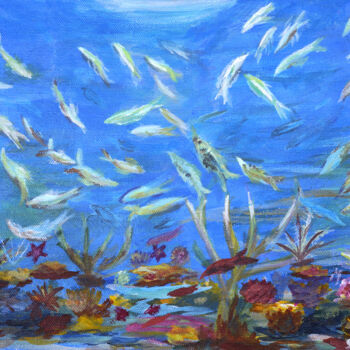 Painting titled "Fishes In Underwater" by Sudeshnabani, Original Artwork, Acrylic