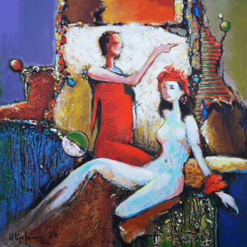Painting titled "Coronation" by Serkhach, Original Artwork, Oil Mounted on Wood Stretcher frame