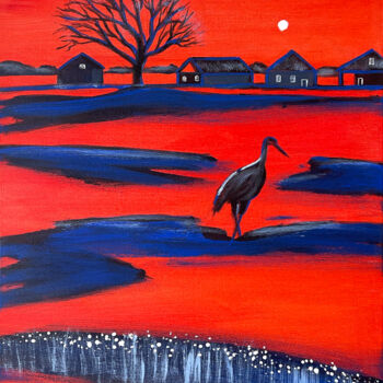 Malarstwo zatytułowany „Mr. is walking” autorstwa Olesya Bay, Oryginalna praca, Akryl Zamontowany na Drewniana rama noszy