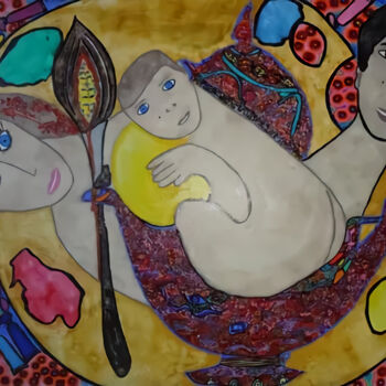 Painting titled "Ce Merveilleux Cade…" by Magaly Milkowski, Original Artwork, Acrylic Mounted on Wood Stretcher frame