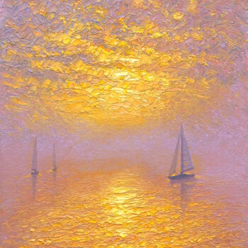 Painting titled "Sea 06" by Dmitry Oleyn, Original Artwork, Oil Mounted on Wood Stretcher frame
