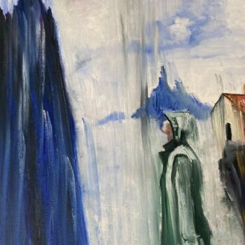 Painting titled "courage et force" by Tahira Quliyeva, Original Artwork, Oil Mounted on Wood Stretcher frame