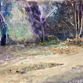 Peinture intitulée "Forest clearing" par Michel Testard, Œuvre d'art originale, Huile Monté sur Carton