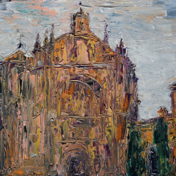 Painting titled "Convent of San Este…" by Denis Kuvayev, Original Artwork, Acrylic Mounted on Cardboard