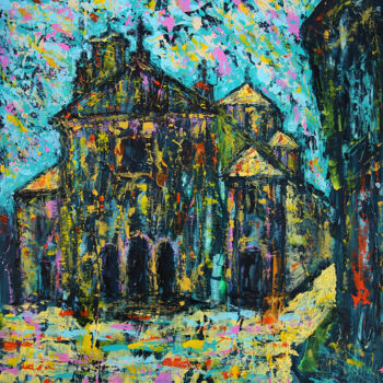 Painting titled "Church of San Pablo…" by Denis Kuvayev, Original Artwork, Acrylic Mounted on Cardboard