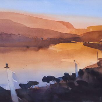 Peinture intitulée "Twilight at Revalsa…" par Prashant Prabhu, Œuvre d'art originale, Aquarelle