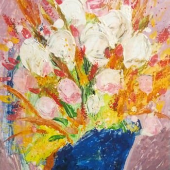 Pintura intitulada "Henri Matisse roses" por Kyrylo Bondarenko, Obras de arte originais, Acrílico Montado em Painel de madei…