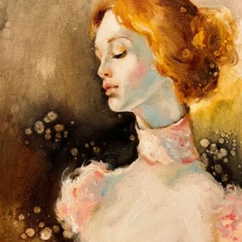 Schilderij getiteld "Gold of the morning…" door Isolde Pavlovskaya, Origineel Kunstwerk, Olie Gemonteerd op Karton