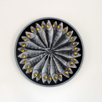 Sculpture intitulée "Ronde de sardines" par Philippe Balayn, Œuvre d'art originale, Papier mâché