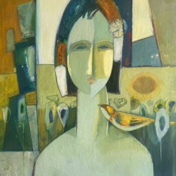 Painting titled "The Messenger" by Mateos Sargsyan, Original Artwork, Oil