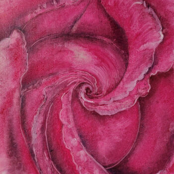 Painting titled "Red rose detail" by Diana Editoiu, Original Artwork, Oil Mounted on Cardboard
