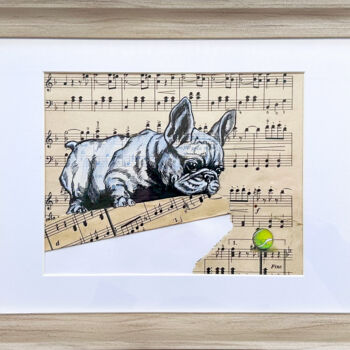 Dessin intitulée "French Bulldog - Do…" par Shilo Julia, Œuvre d'art originale, Encre Monté sur Autre panneau rigide