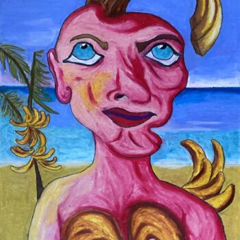 Painting titled "L ÎLE AU BANANIERS" by Philippe Savage, Original Artwork, Pastel