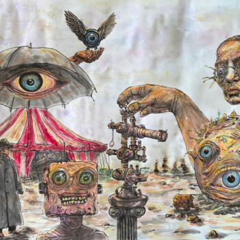 Tekening getiteld "The Microscope Circ…" door Eugen Serbanescu, Origineel Kunstwerk, Inkt