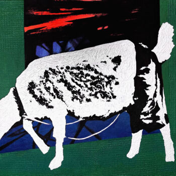 绘画 标题为“«Goat in Shorts», 2…” 由Julia Hadupyak, 原创艺术品, 丙烯 安装在木质担架架上