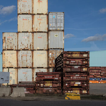 「Port Of Antwerp 07」というタイトルの写真撮影 Mark De Roeckによって, オリジナルのアートワーク, デジタル その他の剛性パネルにマウント